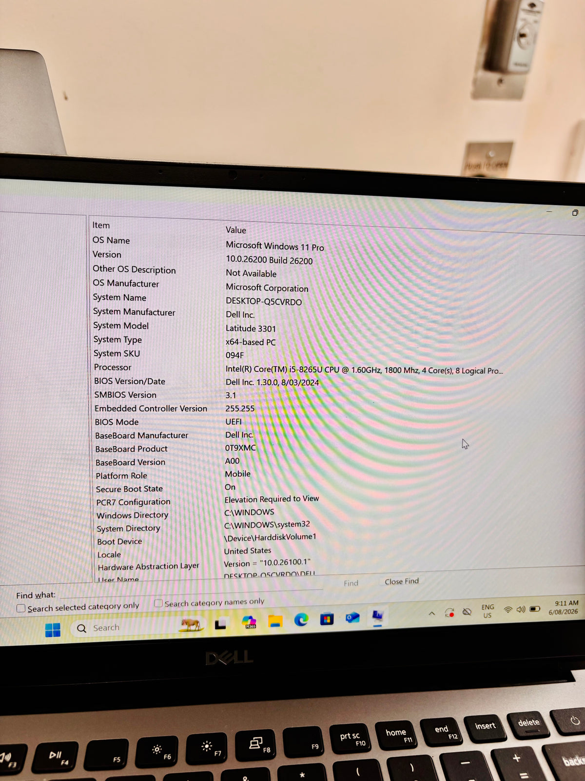 Dell Latitude 3301, Intel core i5-8265U@1.60GHz, 8GB/256GB , HD Screen