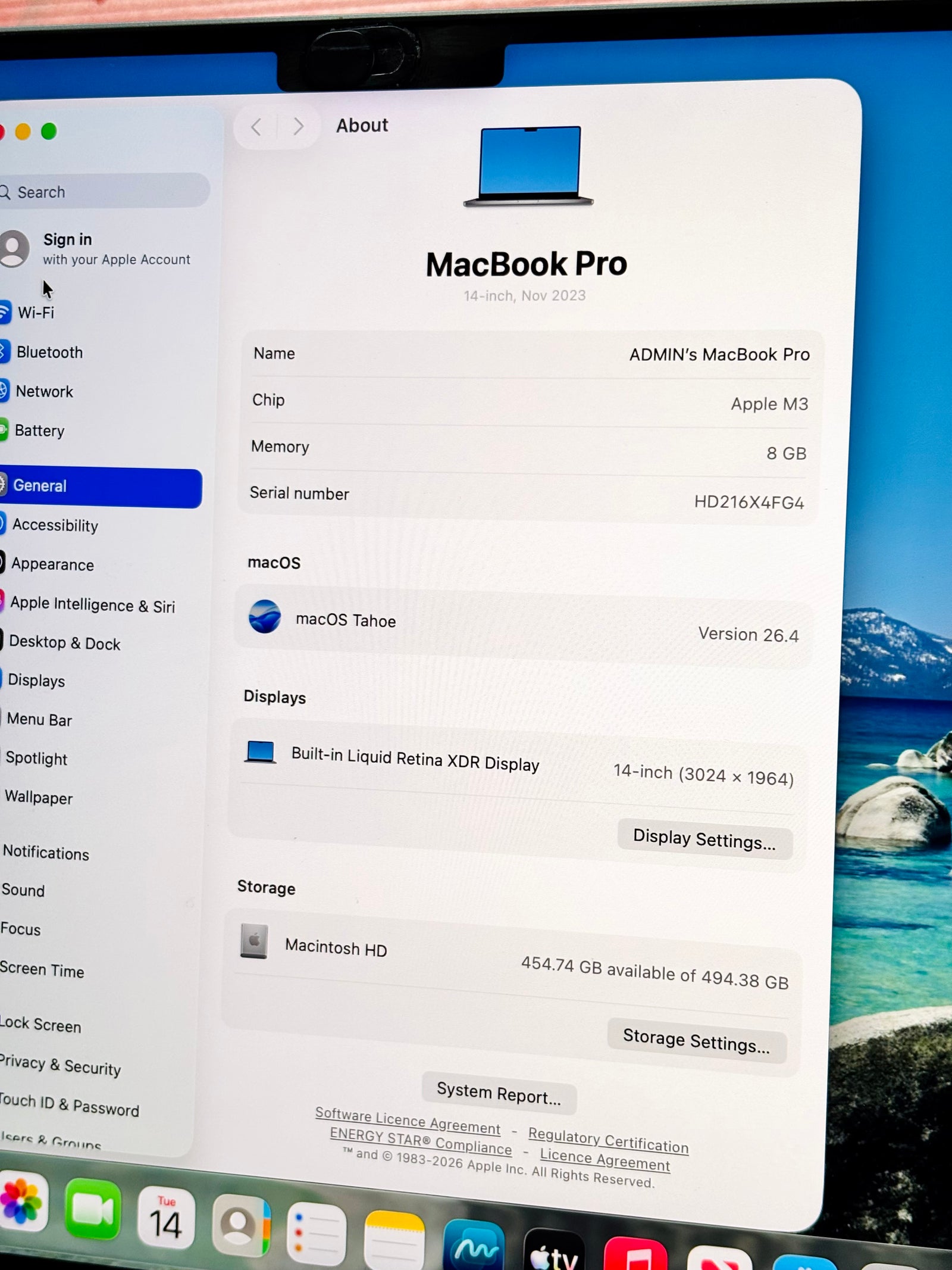 Apple MacBook Pro 14" (2023) M3 Chip, 8GB RAM 512GB storage