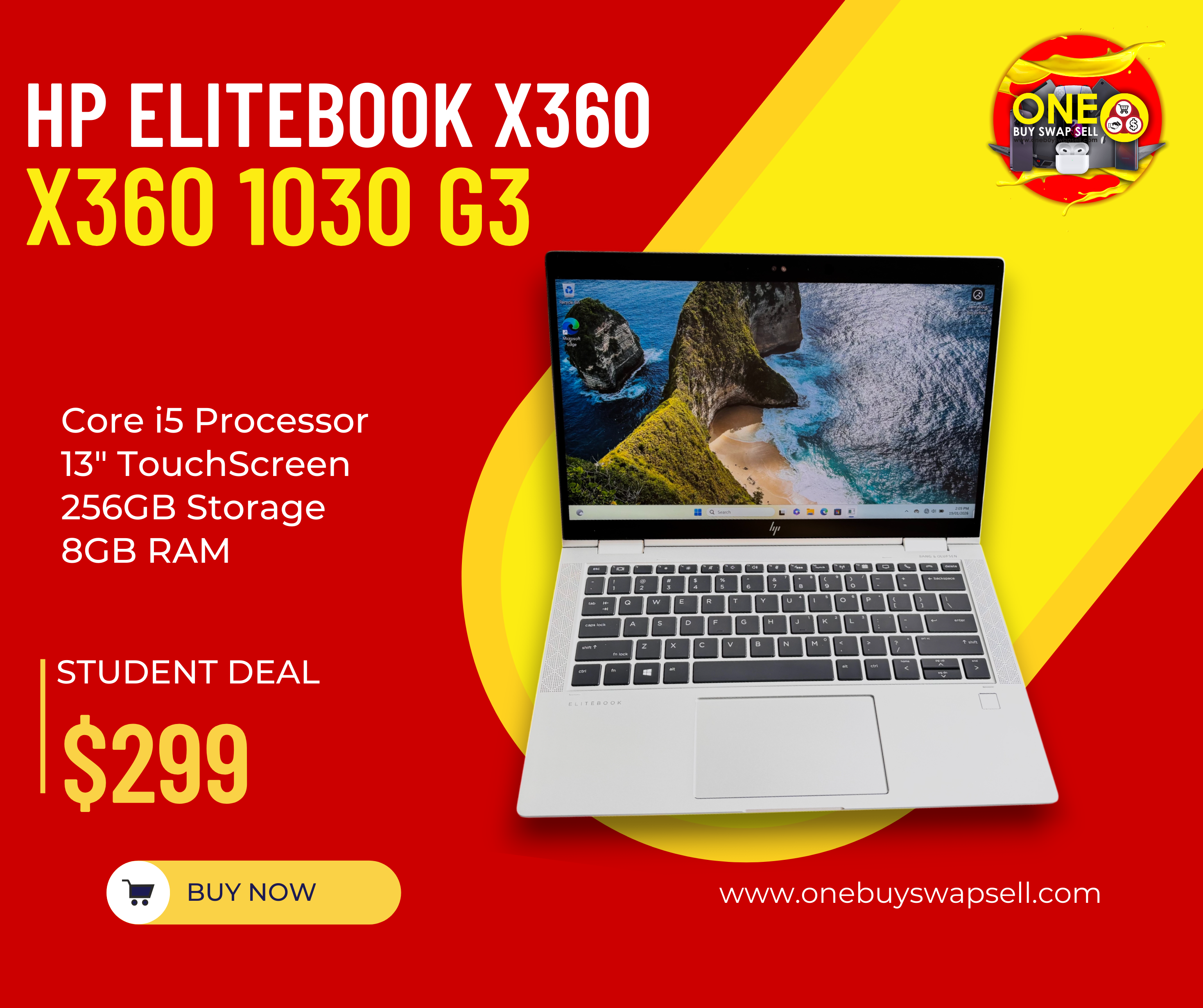 HP Elitebook X360 1030 G3 Touch | i5 8th | 8GB | 256GB | MD