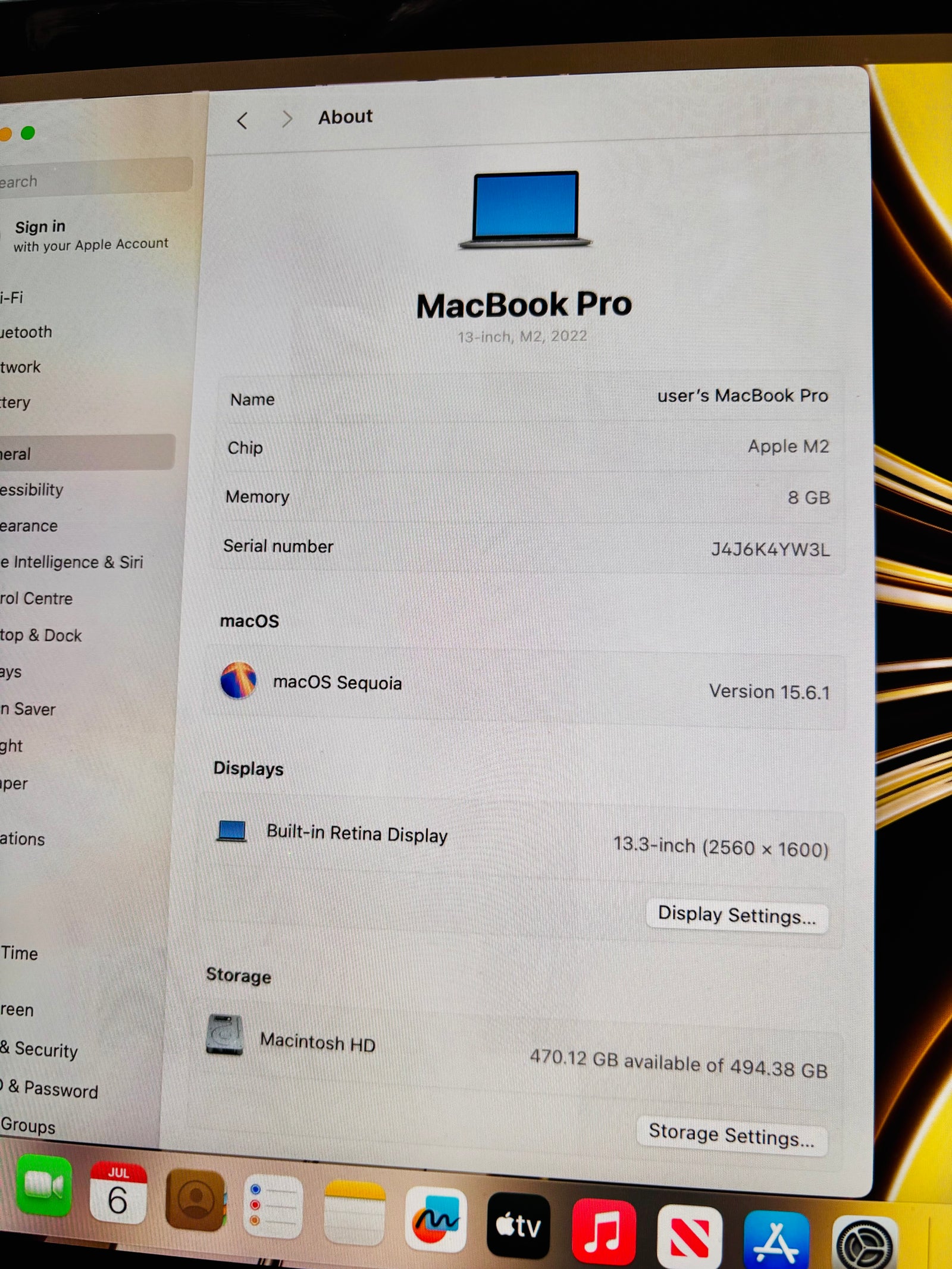 Macbook Pro 13-inch (M2 Processor) 8GB RAM, 512GB storage