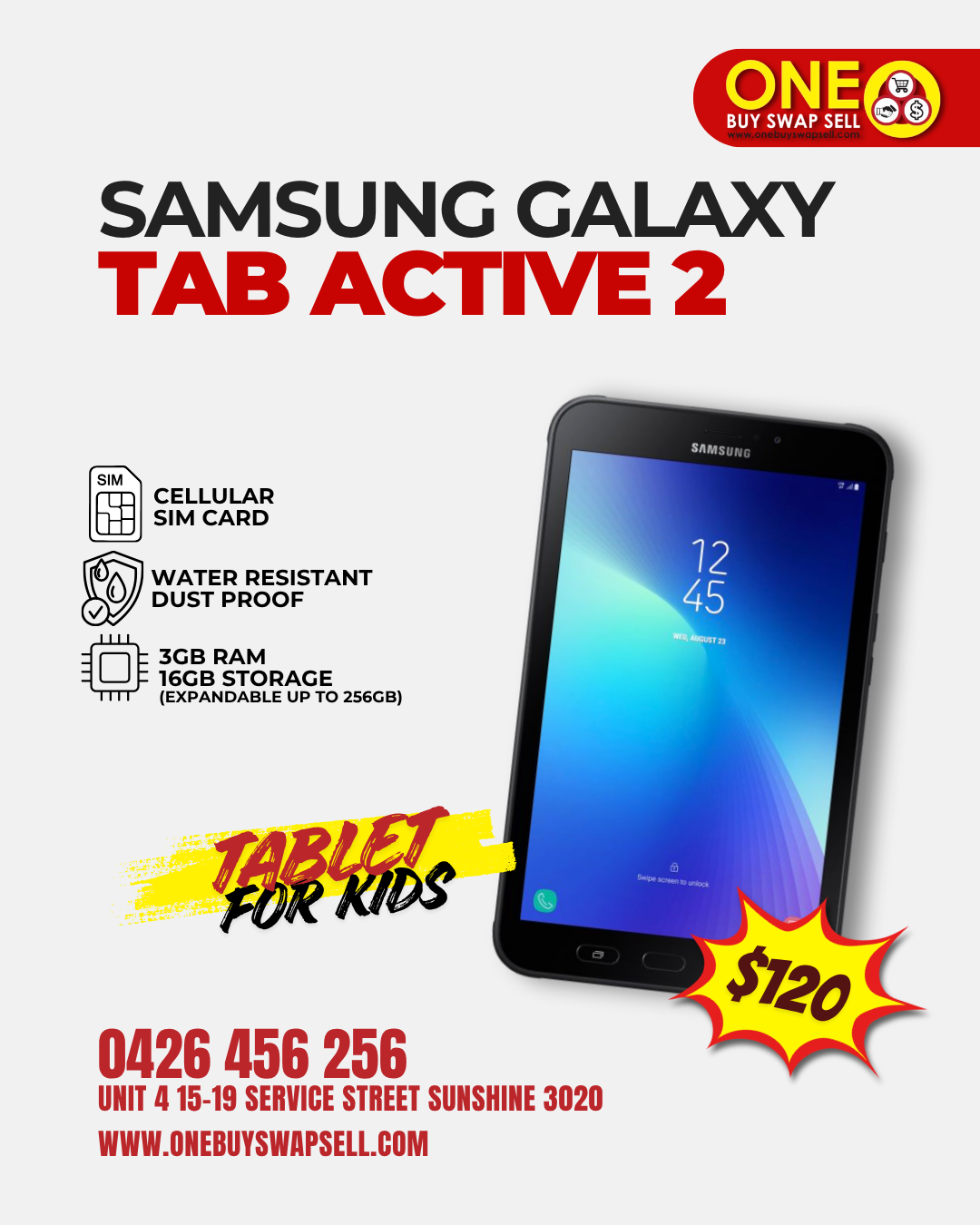 Samsung Galaxy Tab Active 2 Cellular 16GB